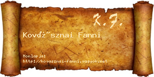 Kovásznai Fanni névjegykártya